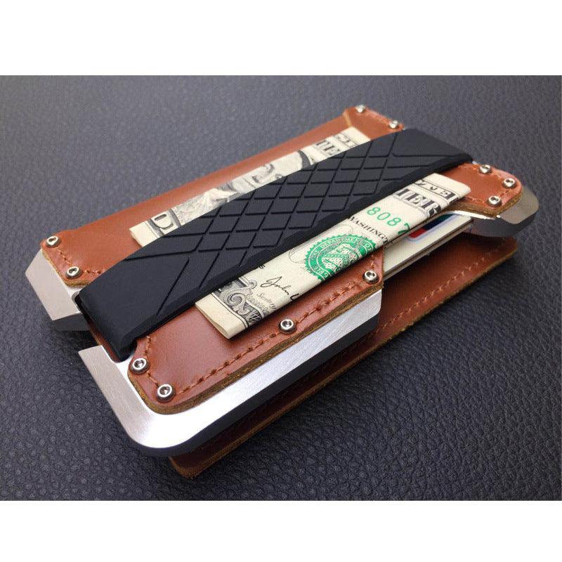 Leather Card Holder Anti-magnetic Metal Aluminum Alloy Wallet - Trendha
