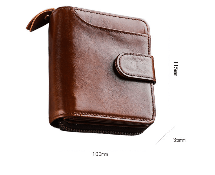 Leather Men's First Layer Short Wallet Multiple Card Slots - Trendha