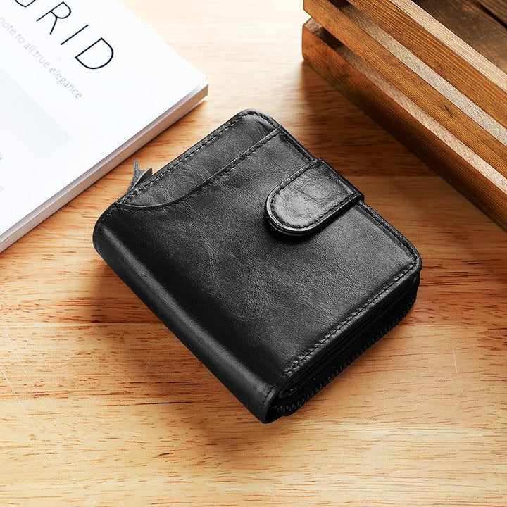 Leather Men's First Layer Short Wallet Multiple Card Slots - Trendha