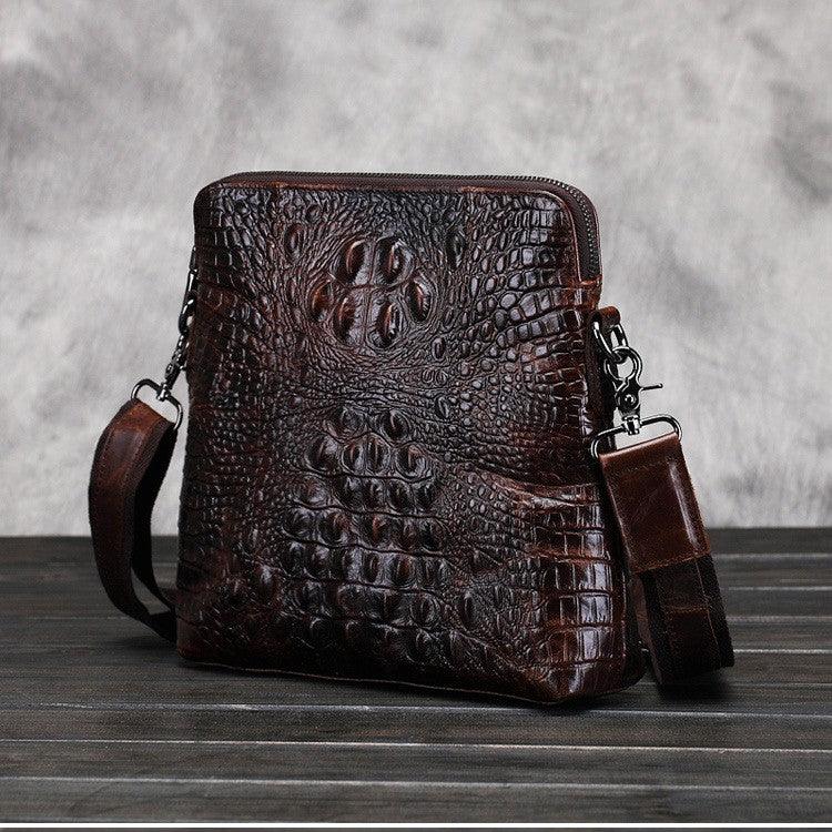 Leather Shoulder Bag Casual Waxed Cowhide Men - Trendha