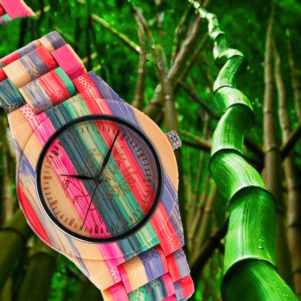 Leisure Color Quartz Bamboo Wood Watch - Trendha
