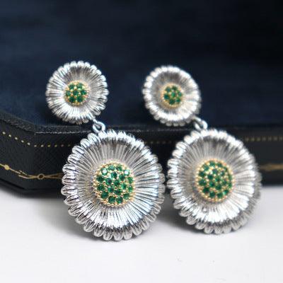 Long Small Daisy Stud Earrings Women's Two-color Earrings - Trendha