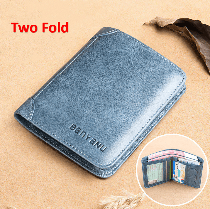 Men's Short Matte Leather Tri-fold Vertical Wallet - Trendha