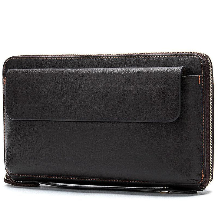Men's Wallet Leather Long Zipper Clutch Leather Multi-Card Position Youth Trendy Wallet - Trendha