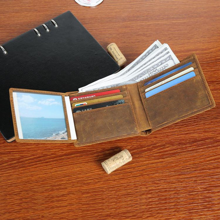 New Men's Cow Leather Wallet Short - Trendha