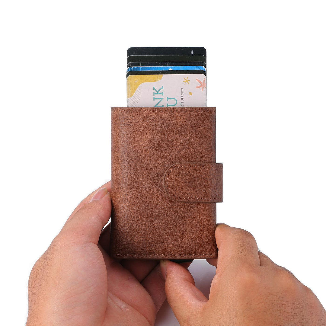 Retro Pu Coin Purse Aluminum Alloy Wallet Men's Rfid Anti-theft Metal Card Holder - Trendha