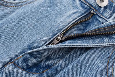 Ripped Floor Mop Jeans Thigh Asymmetrical Raw Edge Spice Wide Leg Pants - Trendha