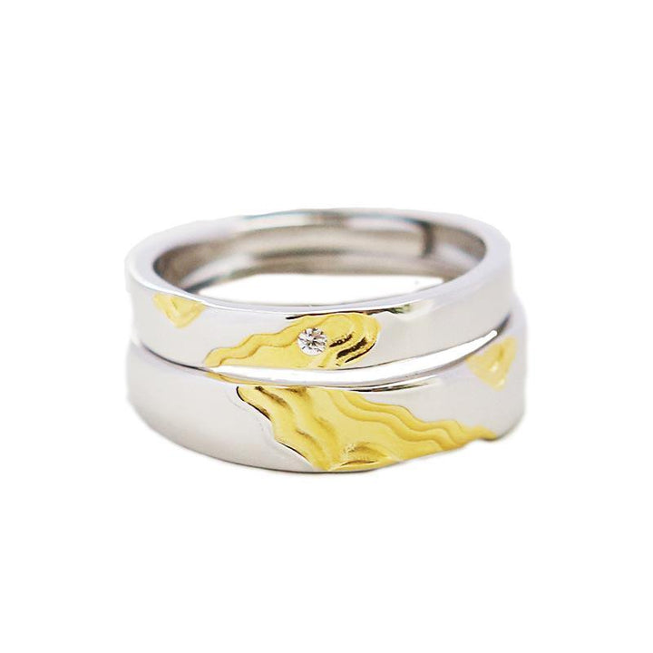 S925 Quicksand Couple Ring A Pair Of Sterling Silver - Trendha