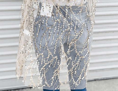 Sequined Transparent Mid-length Cardigan For Women Autumn - Trendha
