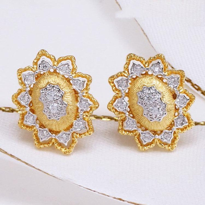 Silver And Gold Plated Snowflake Split Coloured Earrings - Trendha