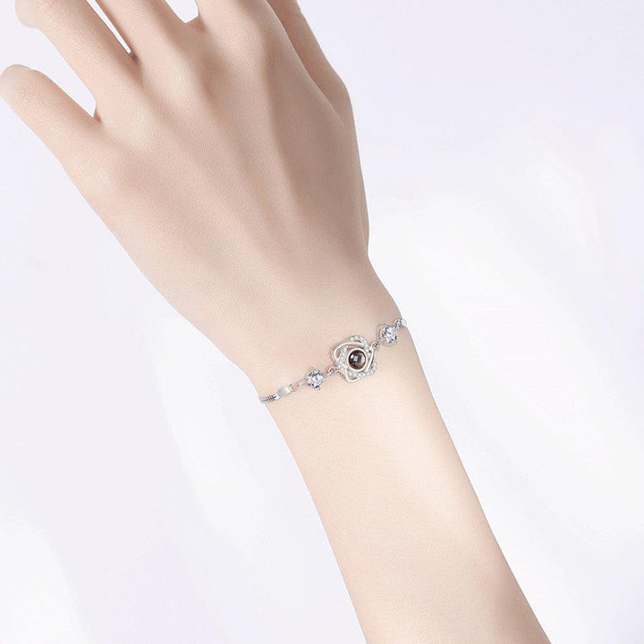 Silver Double Heart Projection Bracelet Ladies Simple - Trendha