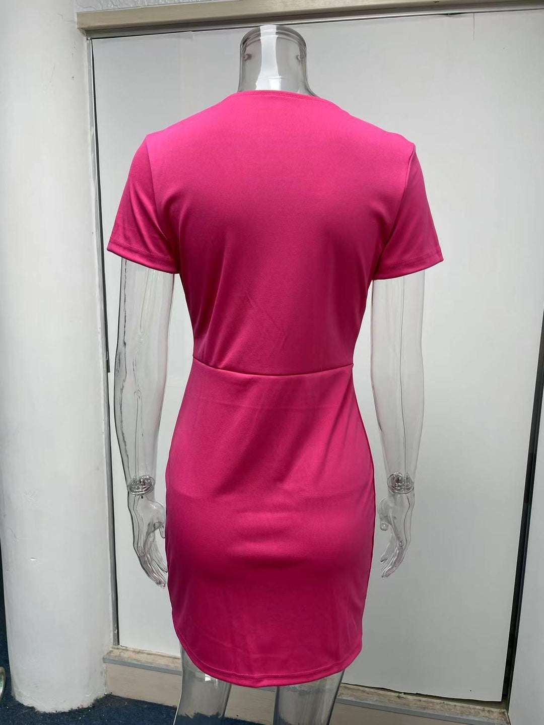 Slim Fit Short Sleeved V Neck Dress - Trendha