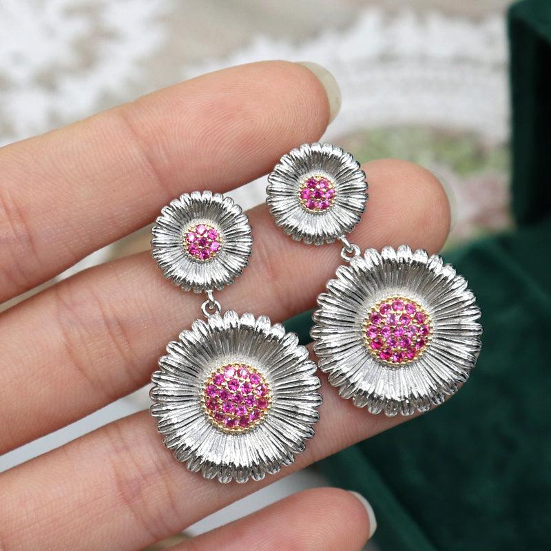 Small Daisy Earrings With Fine Two-color Drawing Process - Trendha