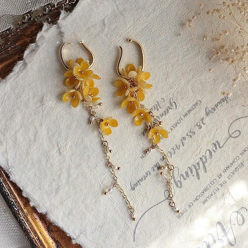 Small Yellow Flower Heat Shrink Earbone Clip Long Style - Trendha