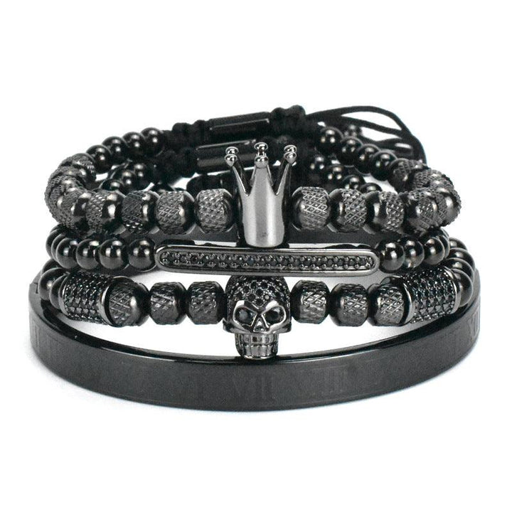 Stainless Steel Skull Bracelet Set Four Pieces For Men - Trendha