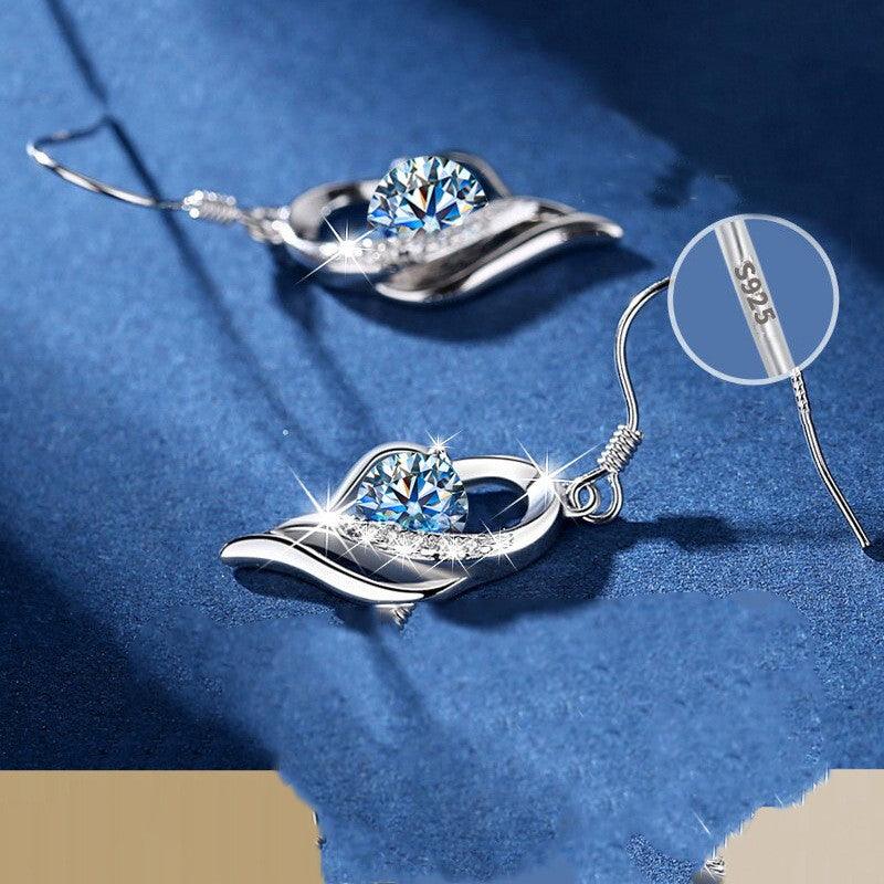 Sterling Silver Mosang Diamond Earrings For Women - Trendha