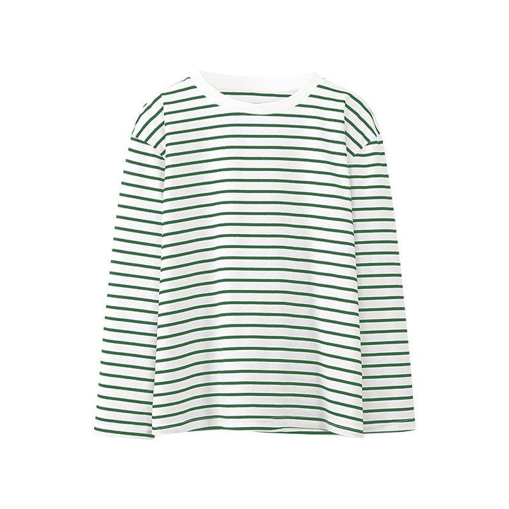 Trendy Wild Casual Round Neck Cotton Striped T-shirt - Trendha