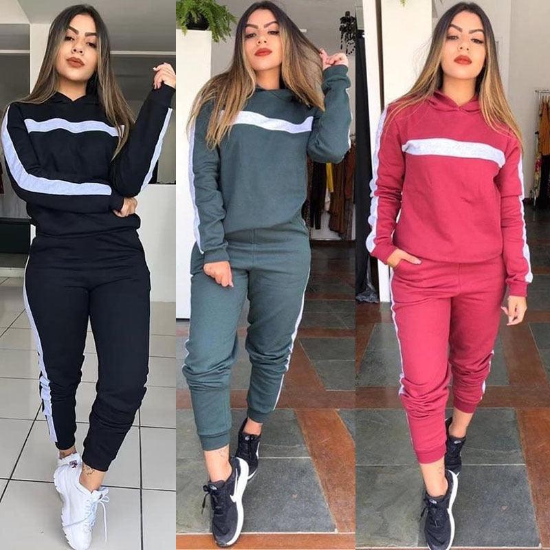 Women's Casual Patchwork Sports Suit Two-piece Set - Trendha