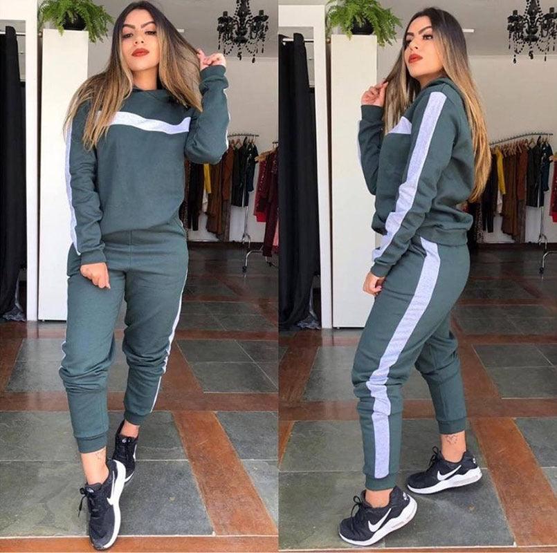 Women's Casual Patchwork Sports Suit Two-piece Set - Trendha