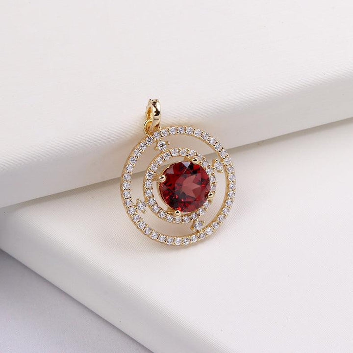 Women's Fashion Garnet Pendant Necklace - Trendha