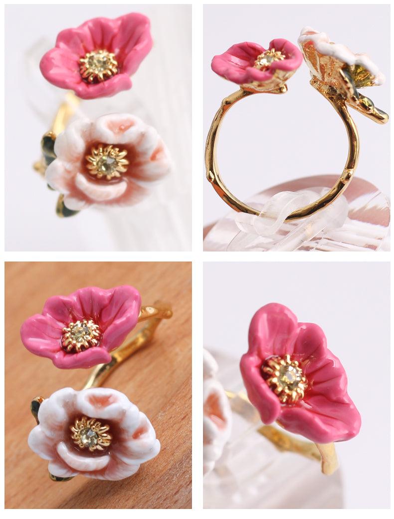 Women's Fashion Simple Enamel Three-dimensional Flower Ring - Trendha