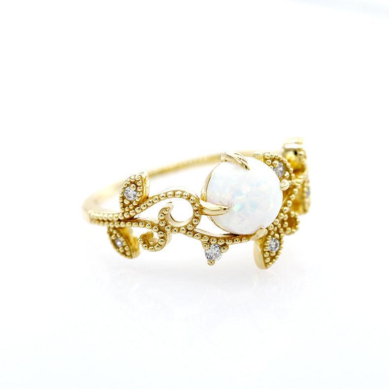 Women's Fashion Vine Opal Finger Ring Female - Trendha