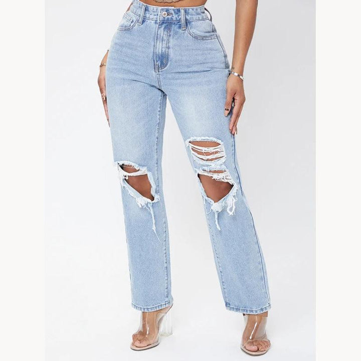 Women's Fashionable High Waist Washed Jeans - Trendha