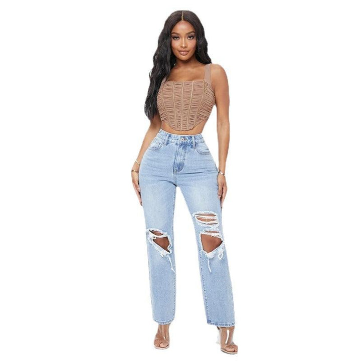 Women's Fashionable High Waist Washed Jeans - Trendha
