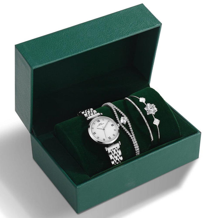 Women's Steel Band Watch Green Set - Trendha