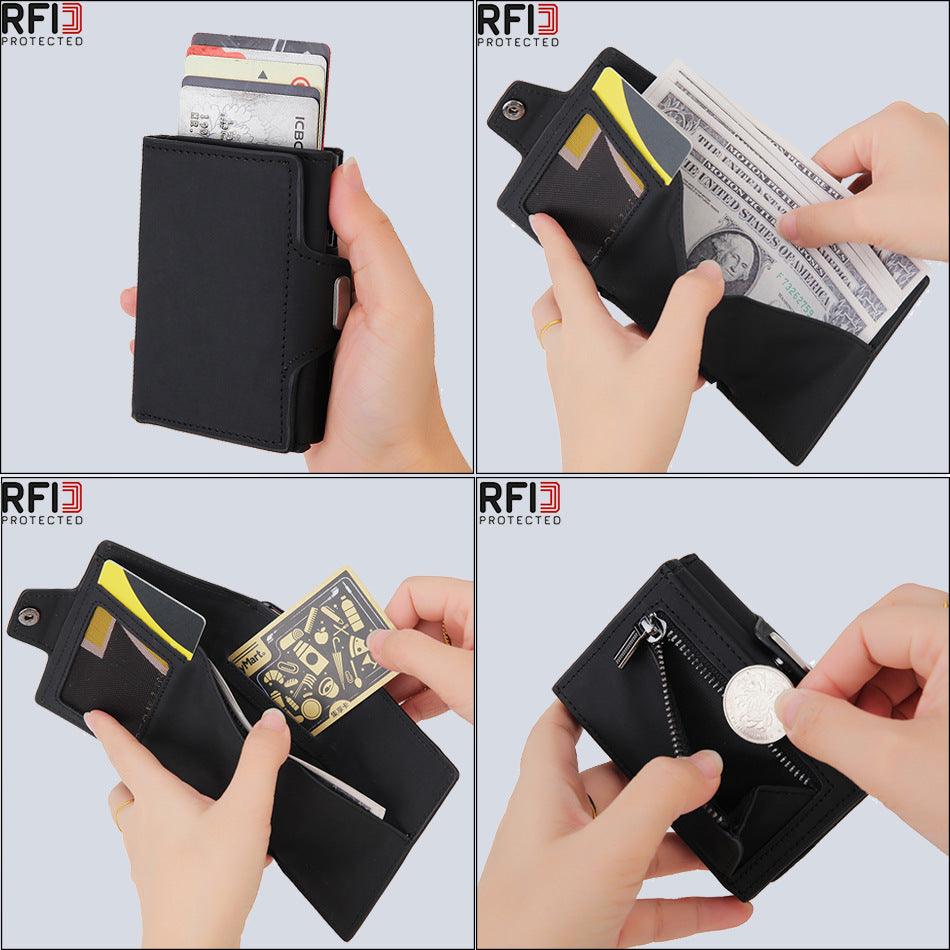 Zip Coin Clip Carbon Fiber Metal Card Holder - Trendha