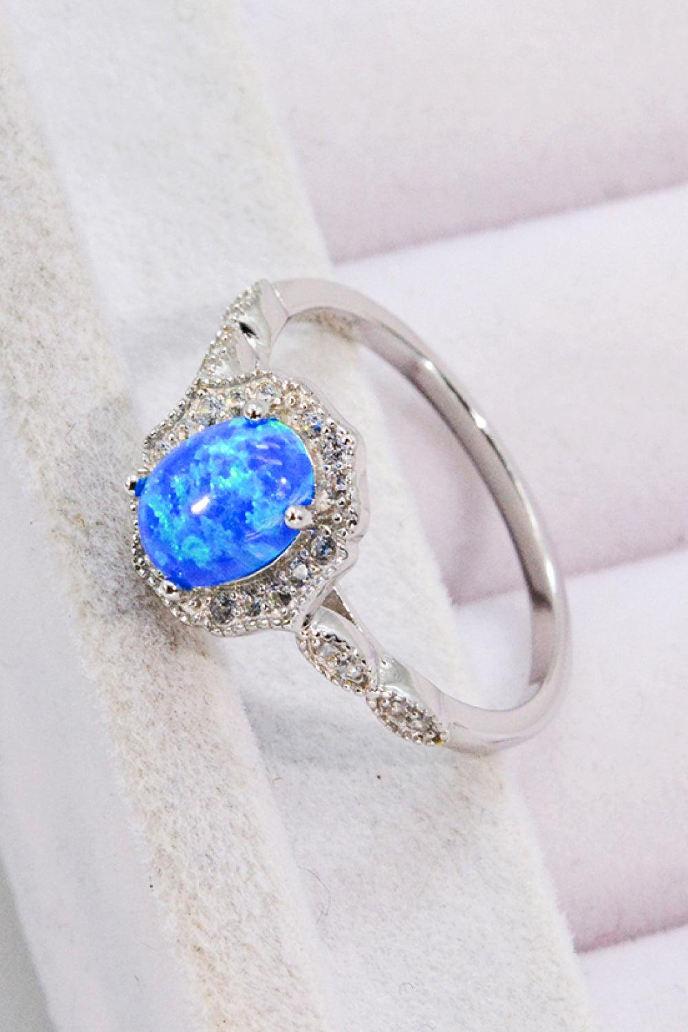Opal and Zircon 925 Sterling Silver Ring - Trendha