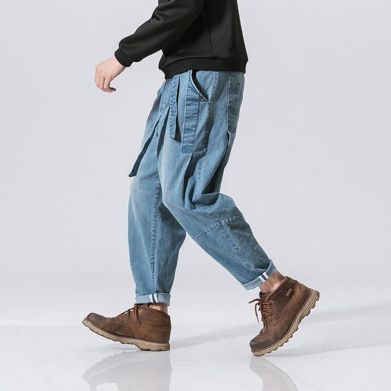 New Fashion Punk Stretch Bike Denim Jeans Street Skate HIP HOP Style Loose Trousers - Trendha