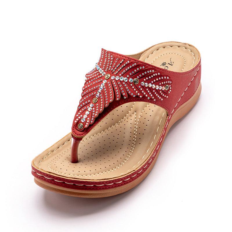 Fashion Rhinestone Wedge Sandals Foreign Trade Leisure Vacation Flip Flops - Trendha