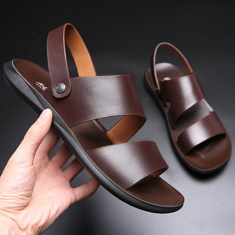 Thick-soled Casual Sandals And Slippers Cowhide Beach Shoes - Trendha
