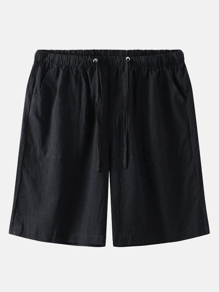 Mens Casual Flax Breathable Fit Comfy Solid Color Shorts - Trendha
