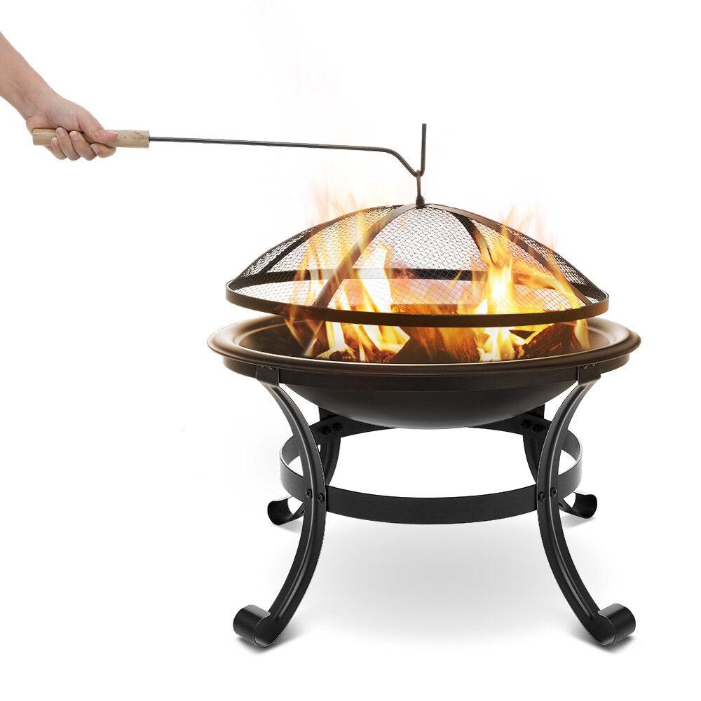 [US/ EU Direct] XMUND XM-CG1 22 Inch Steel Fire Pits Firepit With Mesh Screen Durability and Rustproof Fire Bowl BBQ Grill for Outdoor Wood Burning Camping Bonfire Garden Beaches Park - Trendha