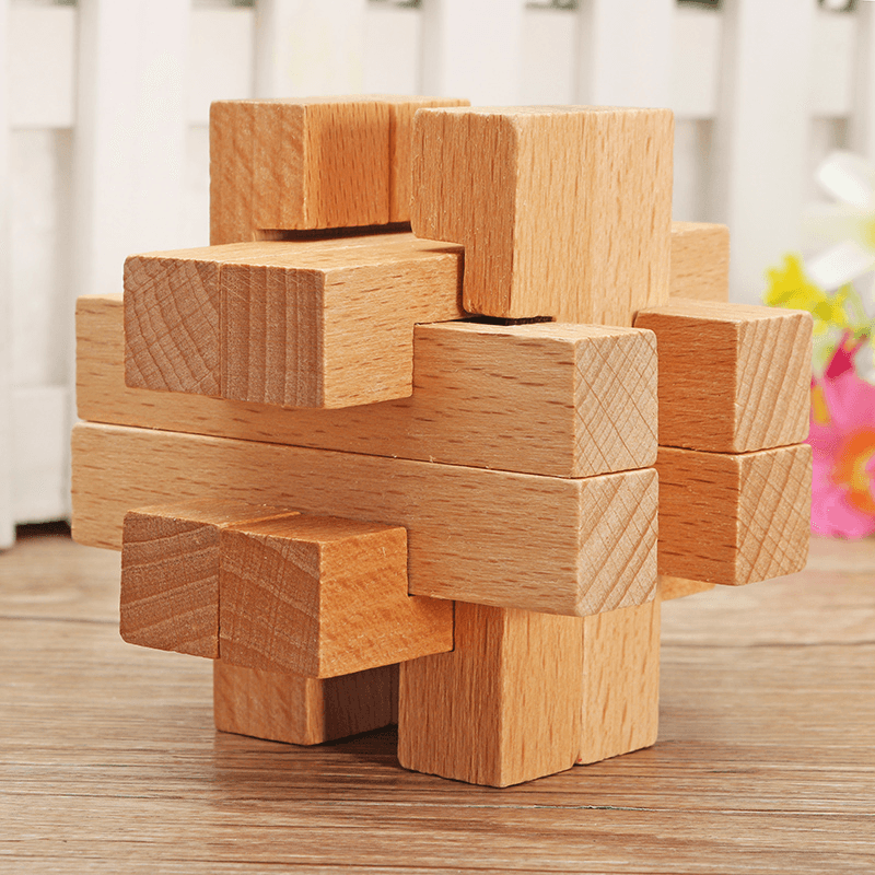 Kong Ming Lock Toys Children Kids Assembling 3D Puzzle Cube Challenge IQ Brain Wooden Toy - Trendha
