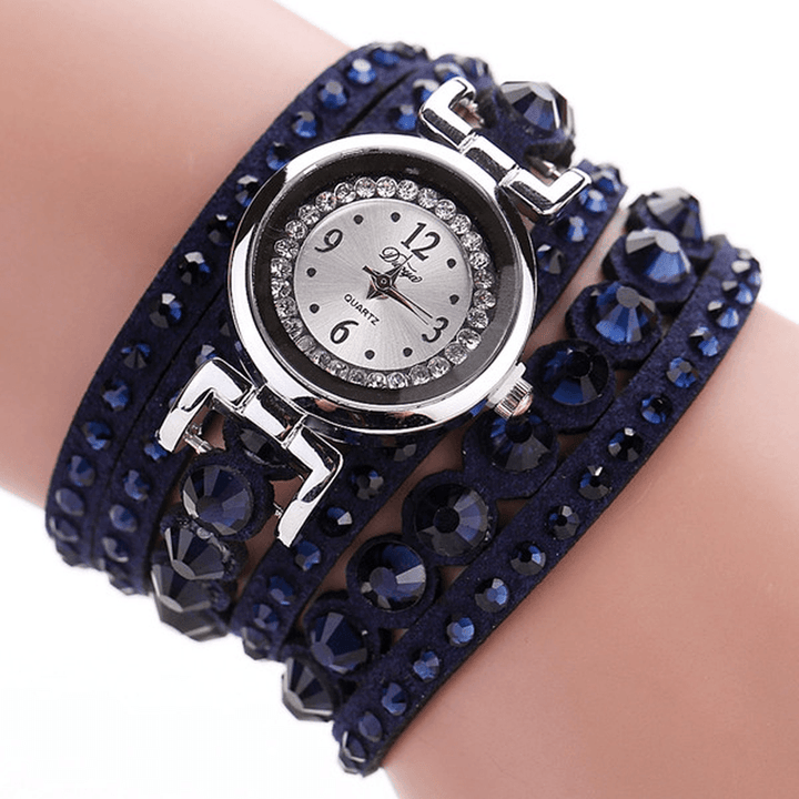 DUOYA Fashion Ladies Folk Custom Style Bracelet Watch Rhinestones Strap Elegant Women Wrist Watch - Trendha