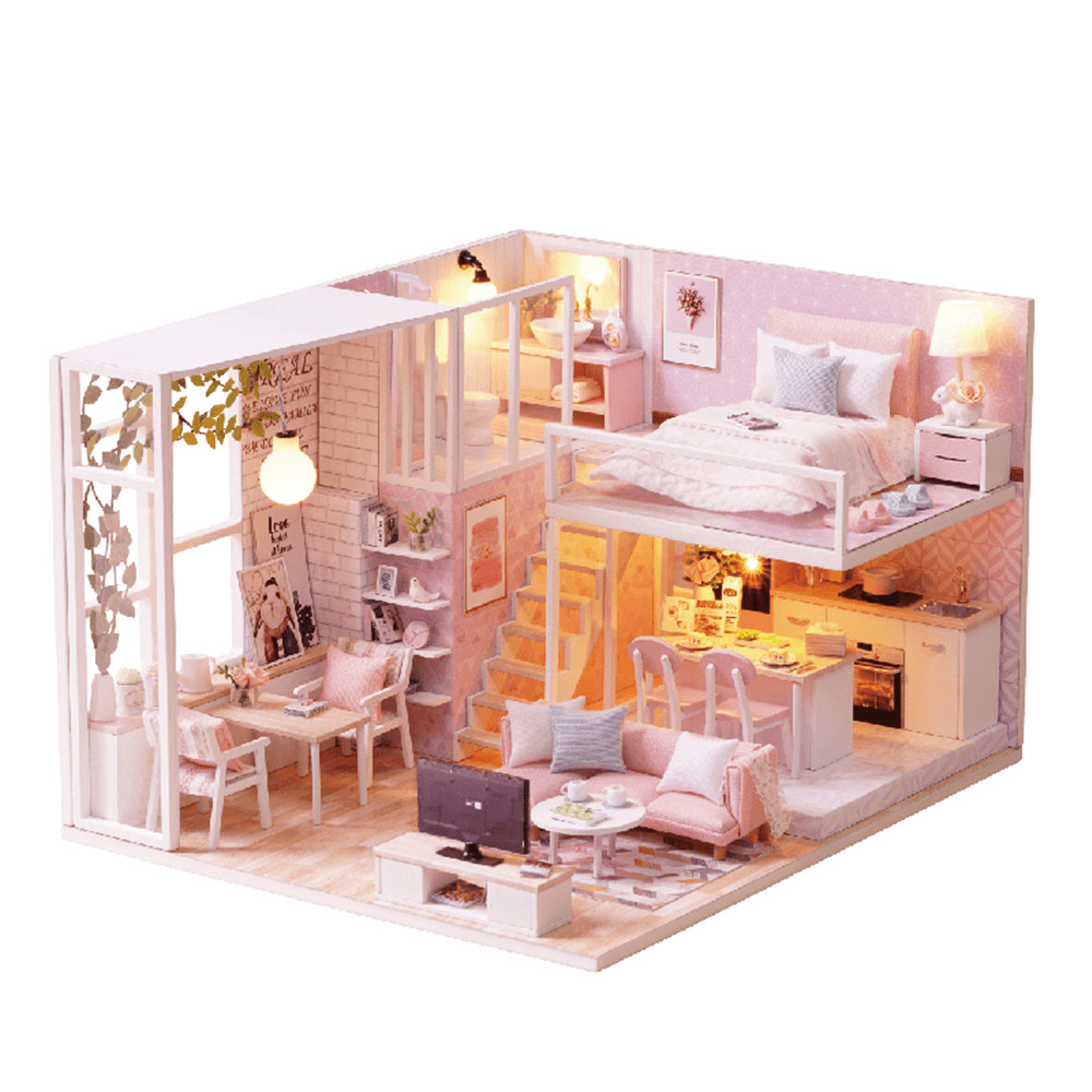 Cuteroom L-022 Quiet Life DIY Doll House with Furniture Light Cover Gift Toy - Trendha