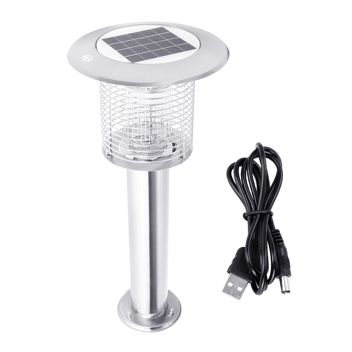 Solar Violet LED Electric Shock Mosquito Intelligent Light-Control Outdoor Lamp Mosquito Dispeller - Trendha