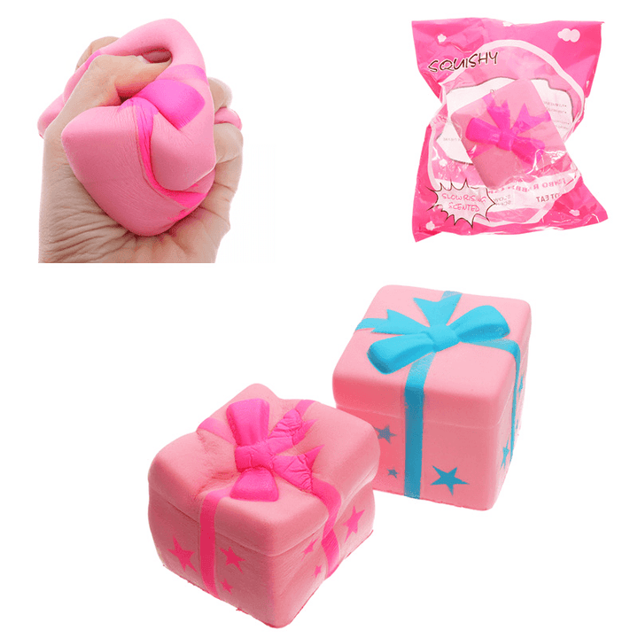 Gift Box Cake Squishy Phone Strap Toy 7.5CM Slow Rising with Original Packaging - Trendha