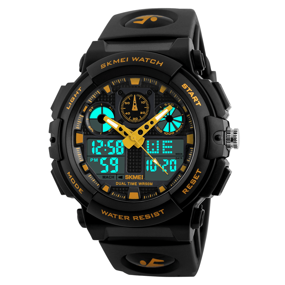 SKMEI 1207 Men Sport Chorongraph 50M Waterproof Luminous Dual Display Digital Watch - Trendha