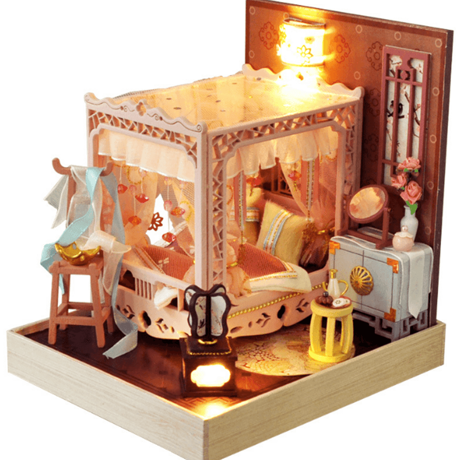 TIANYU DIY Doll House TW35 Ink Color Collection of Pink Peach Creative Antiquity Scene Handmade Small House - Trendha