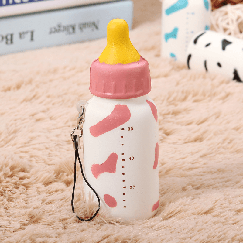 Squishy Milk Nursing Bottle Toy Cute Kawaii Phone Bag Strap Pendant 10X4Cm - Trendha