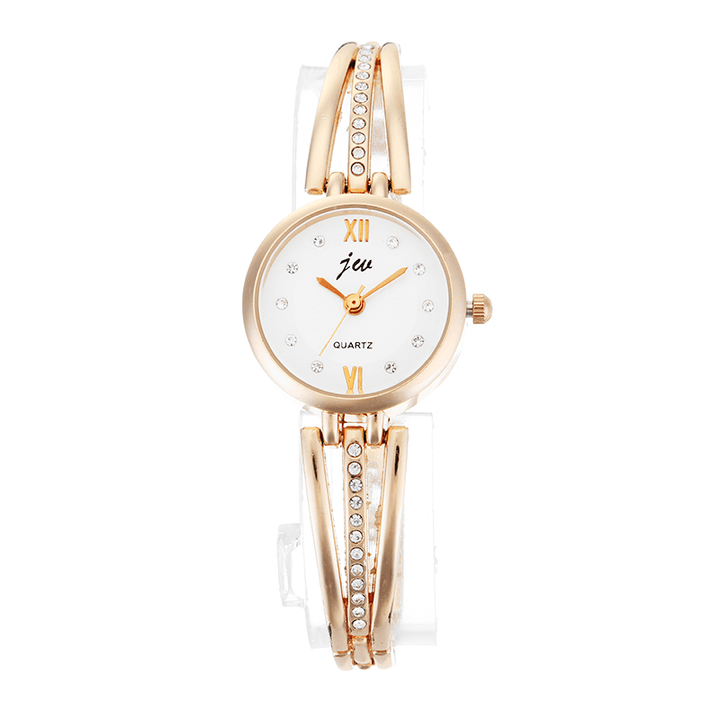 JW 3512 Fashion round Dial Rhinestones Alloy Lady Bracelet Bangle Women Dress Quartz Watch - Trendha