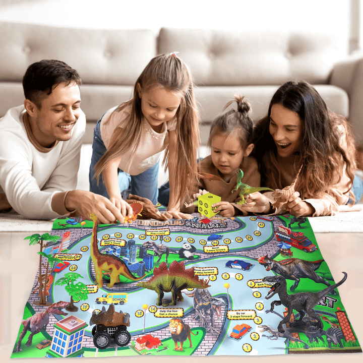 Dinosaur Toys Dinosaur Figures with Activity World Play Mat & Trees, Educational Realistic Dinosaur Playset to Create a Dino World Including Triceratops, Velociraptor, for Kids, Boys & Girls - Trendha