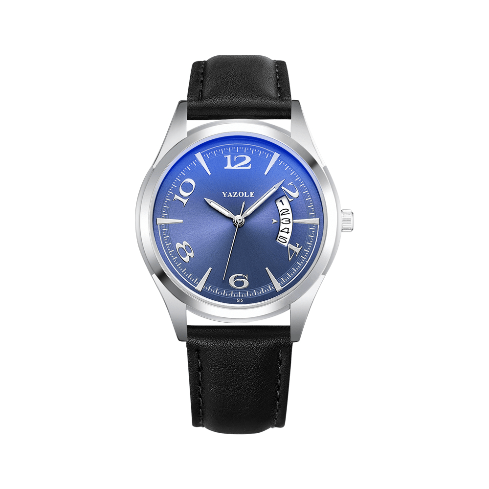 YAZOLE 515 Calendar Date Display Fashion Leather Strap Men Casual Dial Luminous Display Quartz Watch - Trendha