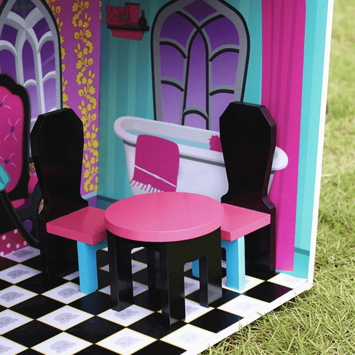 Purple Villa DIY Wood Big Doll House Dream Light Miniature Furniture Kits Big Kid Gift - Trendha