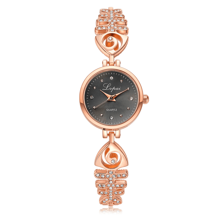 LVPAI P123 Diamond Dial Women Bracelet Watch Full Steel Small Dial Quartz Watches - Trendha