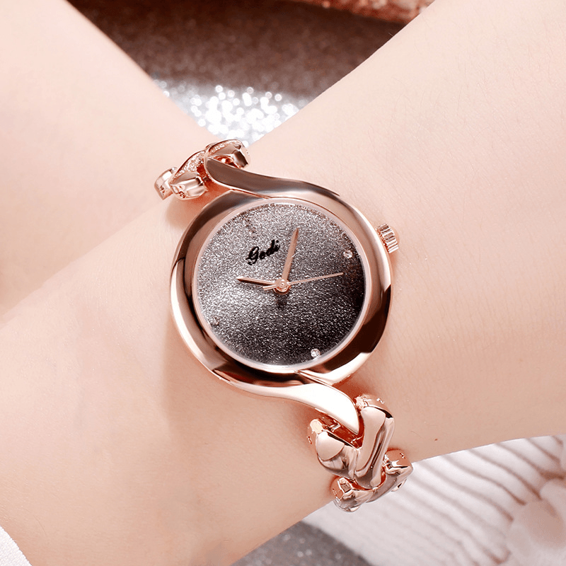 Gedi Fashion Elegant Luxury Crystal Gradient Color Dial Alloy Strap Ladies Bracelet Wristwatches Quartz Watch - Trendha